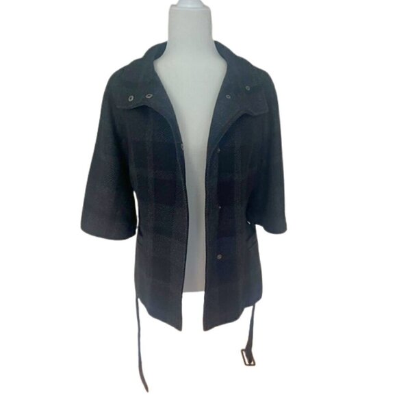 ๐ค Banana Republic | Black & Gray Plaid Wool Jacket | Size Large - Picture 3 of 8